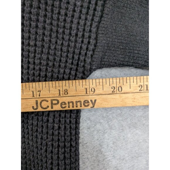 Banana Republic Black Waffle Knit Hoodie Sweater M Cotton Nylon & Rabbit Hair - Picture 3 of 8